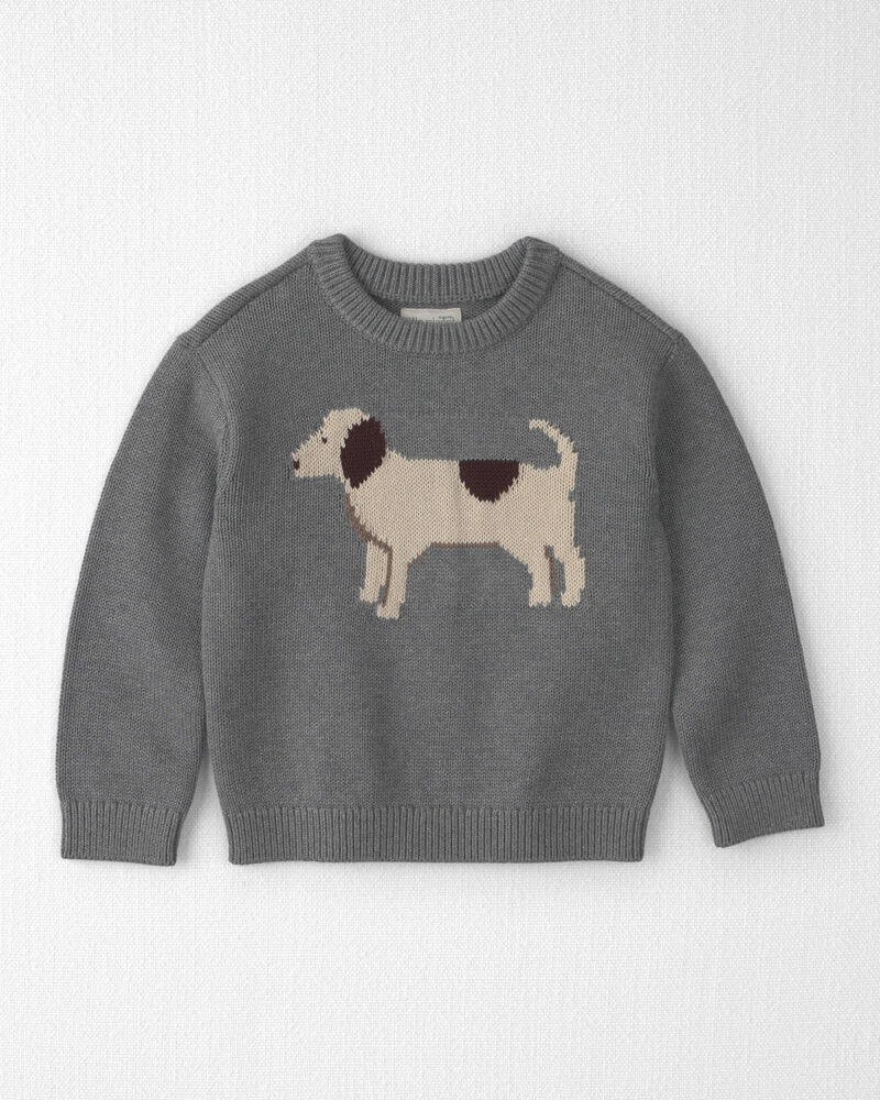 Toddler Organic Cotton Dog Sweater Knit Pullover, image 1 of 4 slides
