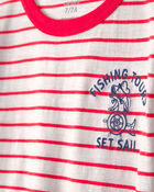 Boys Nautical Striped Graphic Tee - Red/Ivory, image 3 of 5 slides