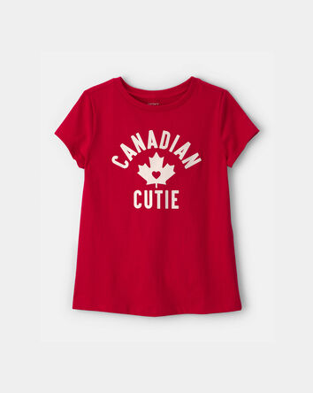 Girls Canadian Cutie Short-Sleeve Tee - Red, 