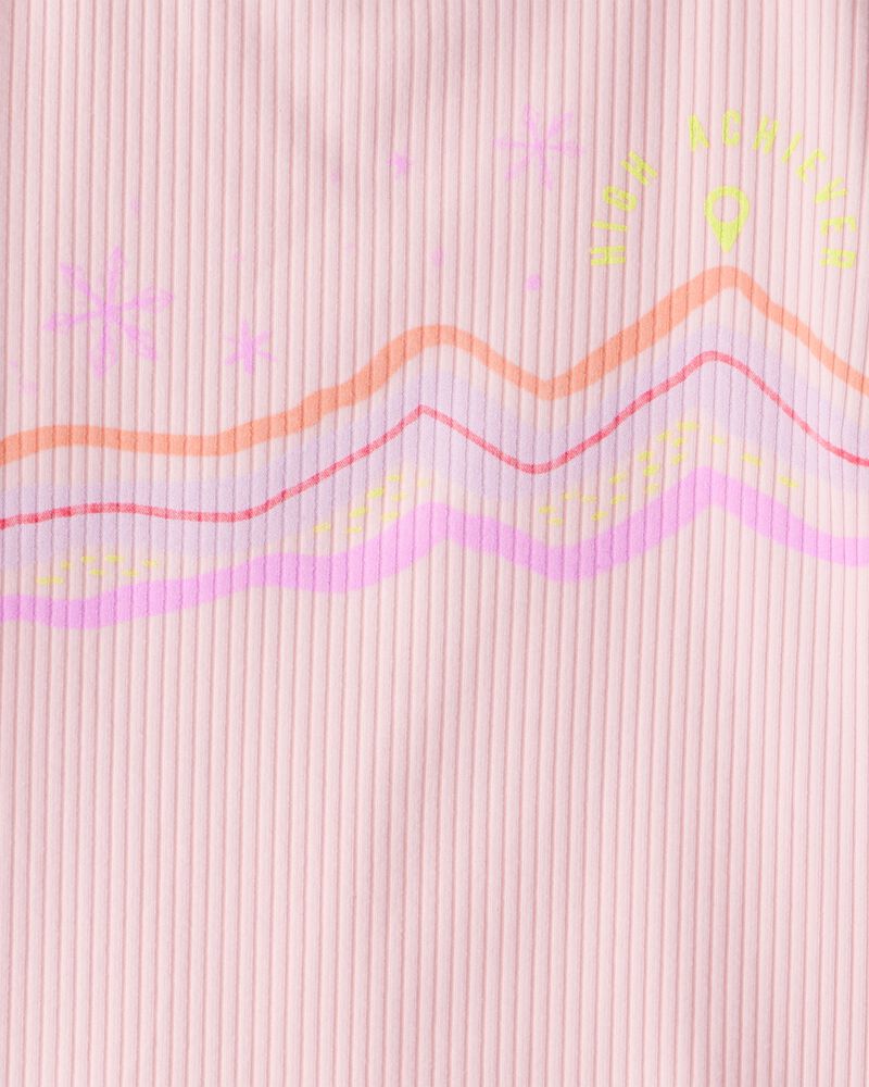 Girls Active Rib Long-Sleeve Top - Pink, image 3 of 4 slides