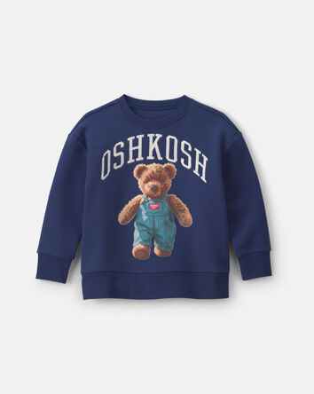 Boys OshKosh Bear Fleece Pullover Sweatshirt - Navy Blue, 