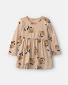 Toddler Girl Floral Long-Sleeve Dress - Tan, image 1 of 4 slides