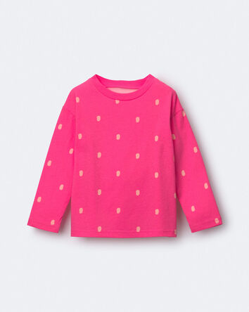 Toute-petit fille - T-shirt d&eacute;contract&eacute; manches longues &agrave; pois - Rose, 