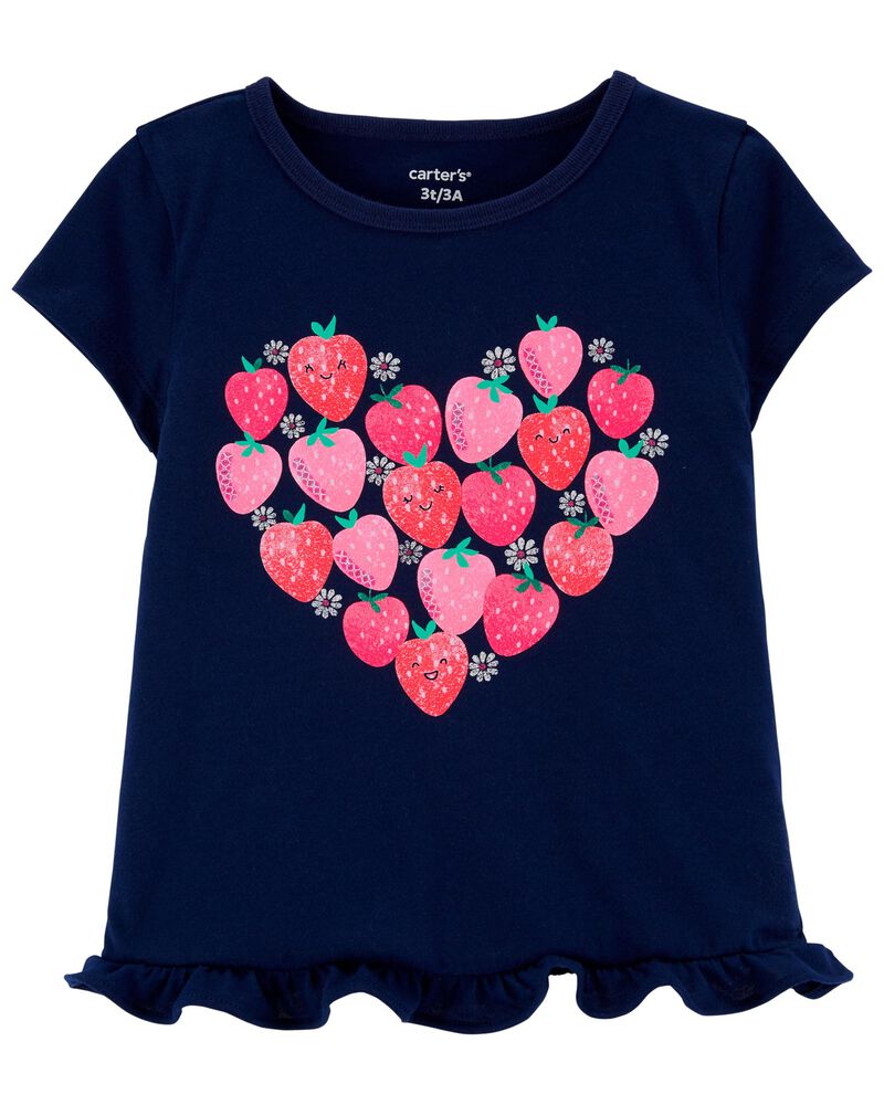 Strawberry Heart Jersey Tee, image 1 of 2 slides