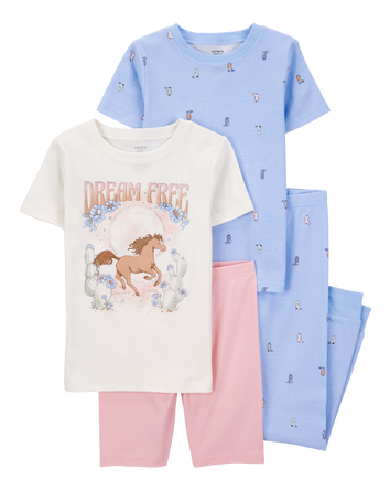 Kid 4-Piece Horse 100% Snug Fit Cotton Pyjamas, 