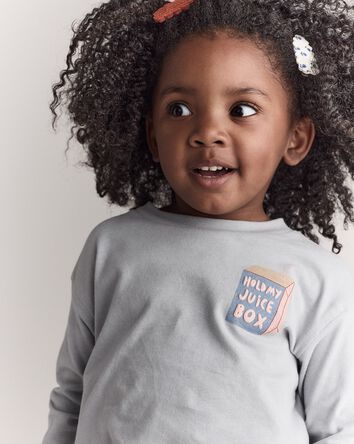 Toddler Hold My Juicebox Long-Sleeve Relaxed Graphic Tee - Light Blue, 