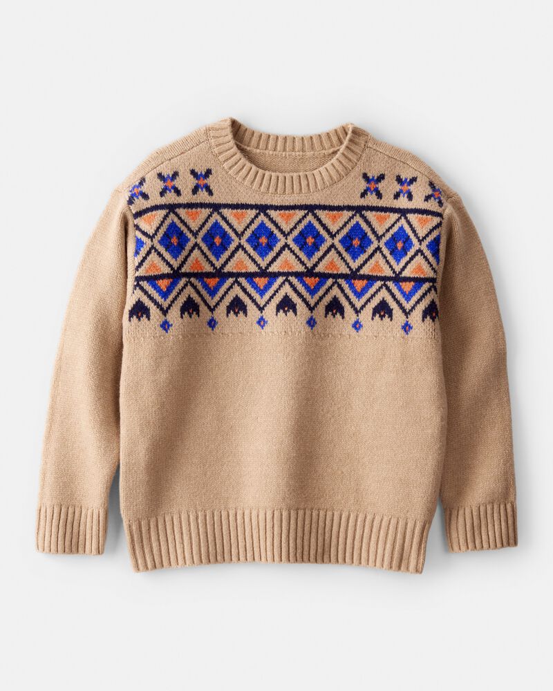 Boys Fair Isle Sweater - Brown, image 1 of 3 slides