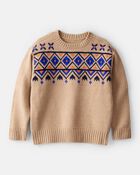 Boys Fair Isle Sweater - Brown, image 1 of 3 slides