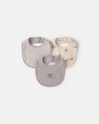 Baby 3-Pack 'Hello Baby' Bibs - Cream, image 1 of 4 slides