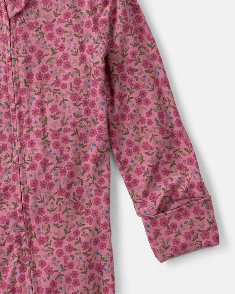 Baby Girl Floral PurelySoft&trade; 2-Way Zip Sleep & Play Pyjamas - Pink, image 3 of 9 slides