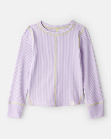 Girls Active Rib Long-Sleeve Top - Purple, 