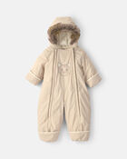 Baby Girl 1 Piece Applique Embroidery Snowsuit- Beige, image 1 of 3 slides