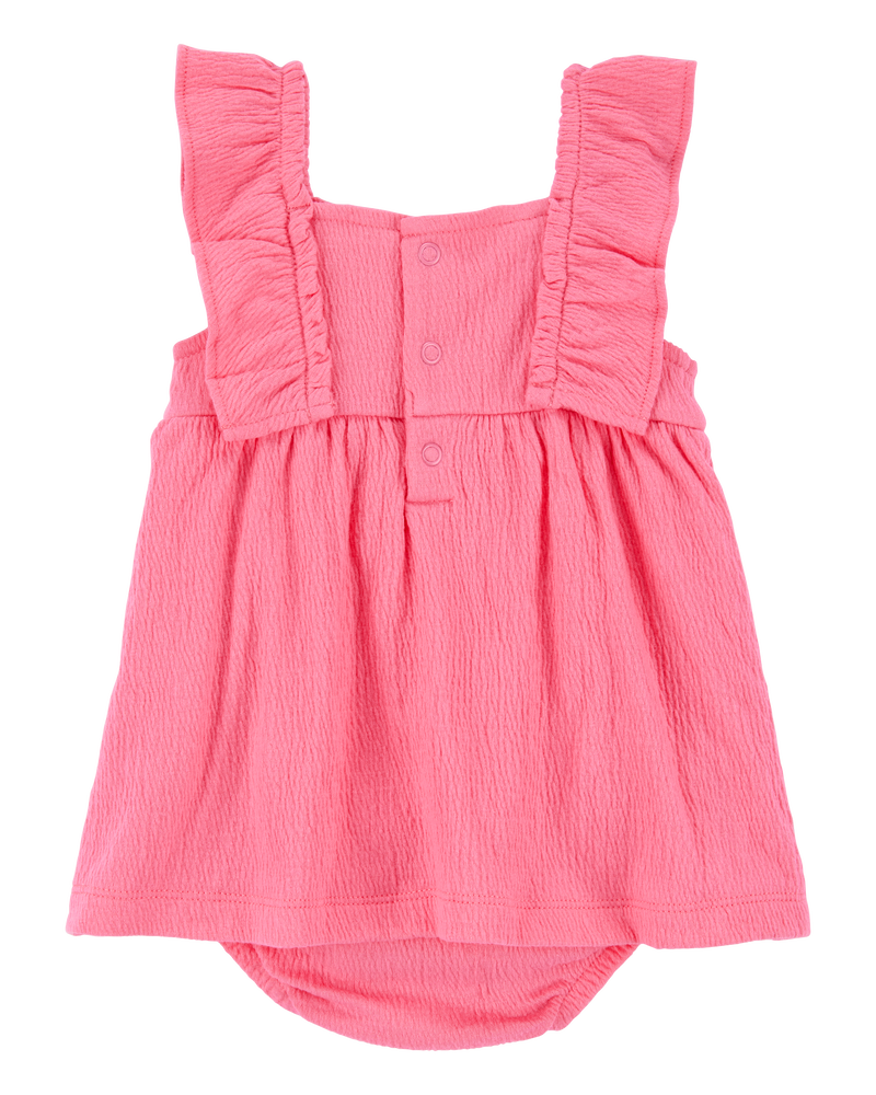 Baby Floral Flutter Bodysuit Dress - Pink, image 2 of 4 slides