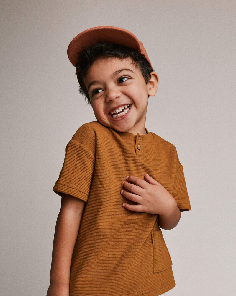 Toddler Boy Henley Tee with Pocket - Golden Yellow, image 3 of 5 slides