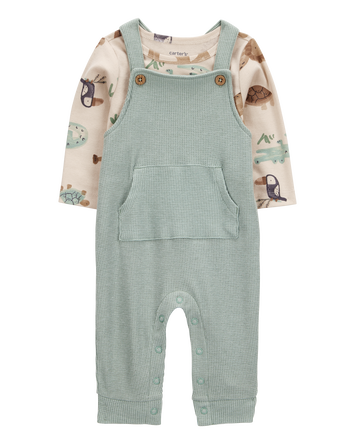 Baby 2-Piece Long-Sleeve Tee & Thermal Coverall Set, 