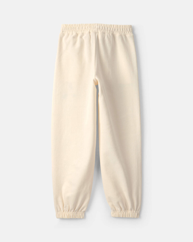 Girls '95' Floral French Terry Joggers - Cream, image 3 of 6 slides