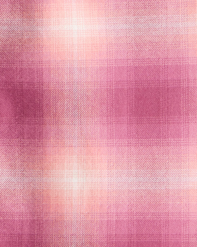 Girls Plaid Long-Sleeve Button-Down - Pink, image 2 of 3 slides