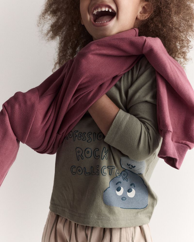 Toddler Rock Collector Long-Sleeve Relaxed Graphic Tee - Olive, image 6 of 7 slides