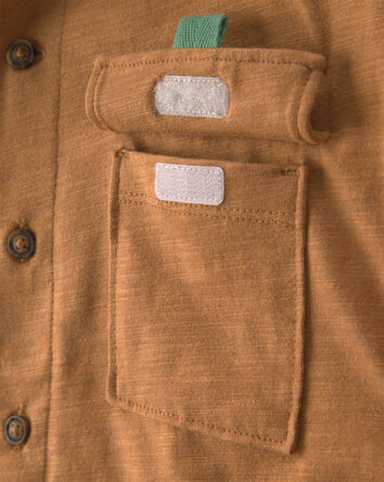 Boys Button-Down Shirt-Brown, 