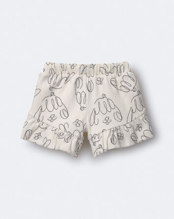 Toddler Girl Ruffle Butterfly Shorts in Dog Print - Cream, 