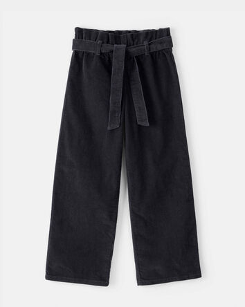 Girls Corduroy Wide-Leg Pants - Black, 
