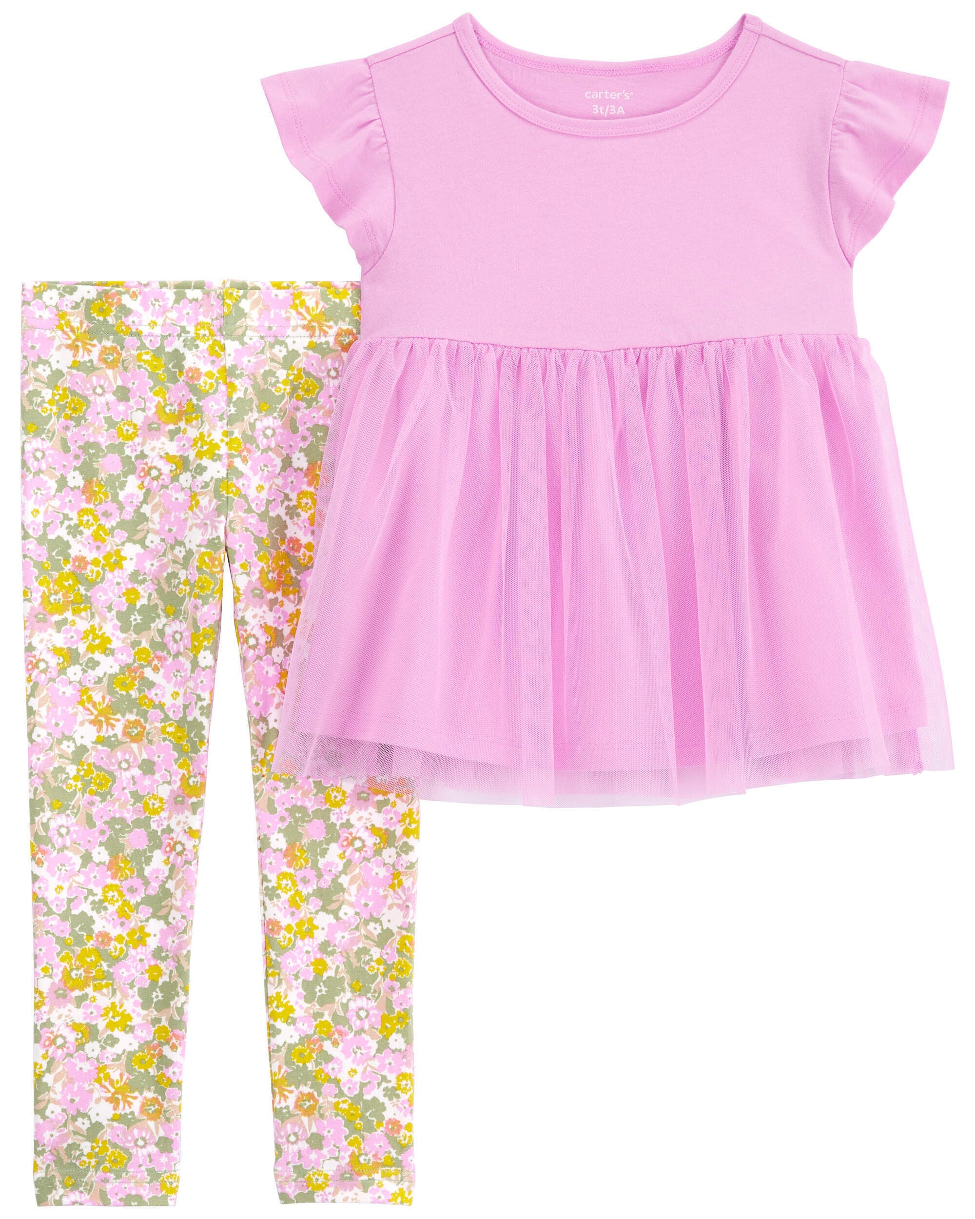 Baby 2 Piece Tulle Top Floral Legging Set