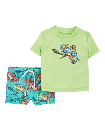 Baby 2-Piece Iguana Rashguard & Swim Trunks, 