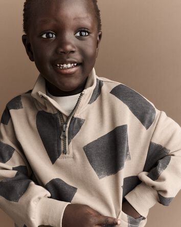 Tout-petit gar&ccedil;on - Chandail en molleton &agrave; fermeture &agrave; glissi&egrave;re un quart avec formes &ndash; Kaki, 