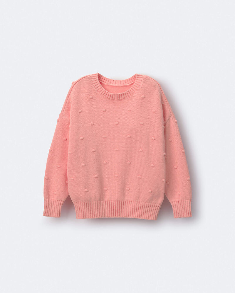 Toddler Girl Popcorn Sweater - Coral, image 2 of 6 slides
