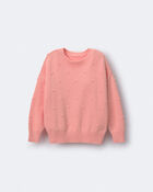 Toddler Girl Popcorn Sweater - Coral, image 2 of 6 slides