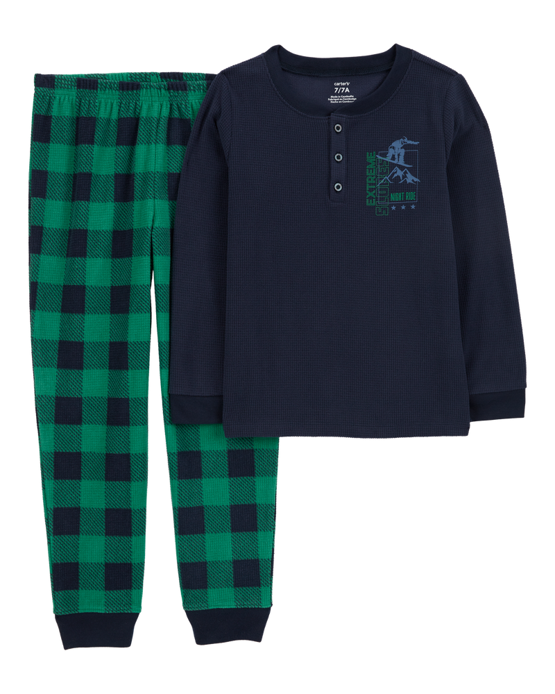 Green Kid 2 Piece Plaid Fleece Pyjama Set Carter s Oshkosh Canada