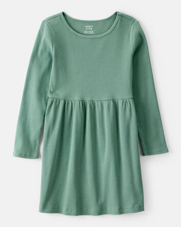 Filles - Robe à manches longues en coton - Gris, 