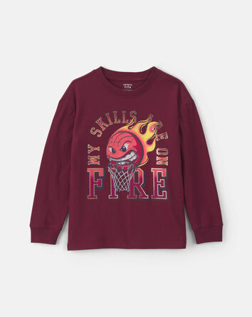 Boys 'Fire Basketball' Graphic Tee- Maroon, 