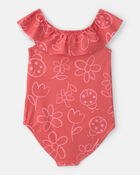 Toddler Girl  Girl Floral 1-Piece Swimsuit - Red, image 2 of 4 slides