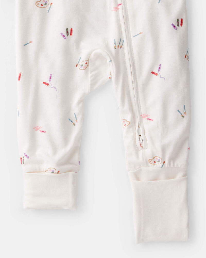 Baby Girl Art Print PurelySoft Sleeper- White, image 3 of 8 slides