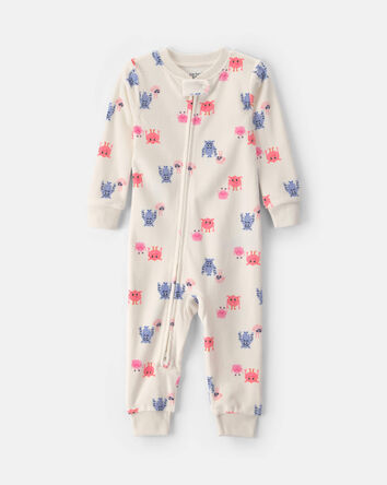 B&eacute;b&eacute; fille - Pyjama ajust&eacute; 1-pi&egrave;ce en DreamPlush avec fermeture &agrave; glissi&egrave;re double sens et motif montre - Cr&egrave;me, 