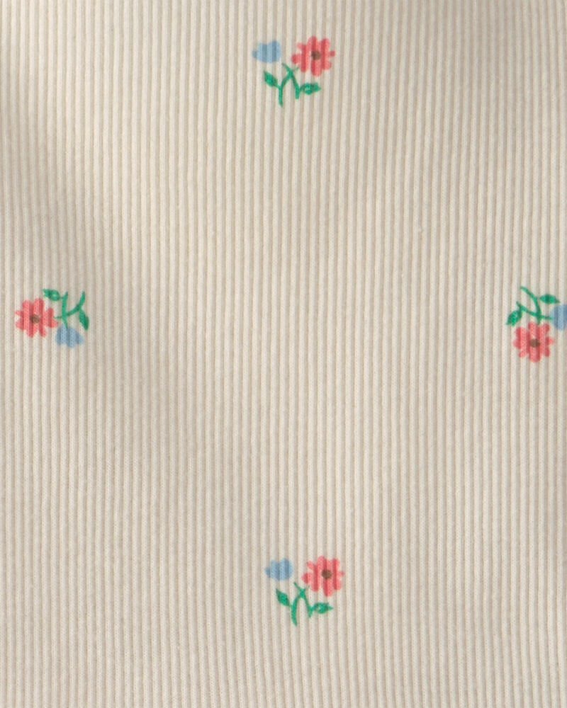 Baby Girl 2-Piece Floral Top & Short Set - Cream, image 2 of 3 slides