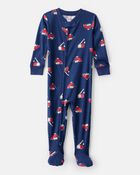 Toddler Boy Construction 100% Cotton Snug Fit Footie 1-Piece Pyjamas - Navy, image 1 of 3 slides