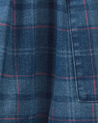 Girls Plaid Denim Skirt - Dark Wash, image 2 of 4 slides