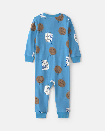 Baby Boy 1-Piece Milk & Cookies Snug Fit Pyjama - Blue, 