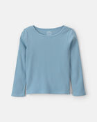 Girls Long-Sleeve Rib Top - Blue, image 1 of 3 slides