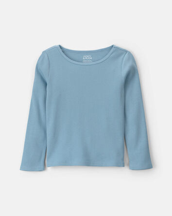 Girls Long-Sleeve Rib Top - Blue, 
