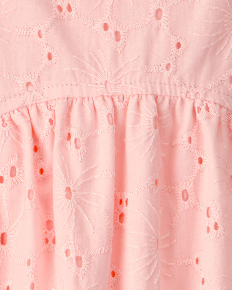 Baby Girl Eyelet Sleeveless Jumpsuit - Pink, image 2 of 3 slides