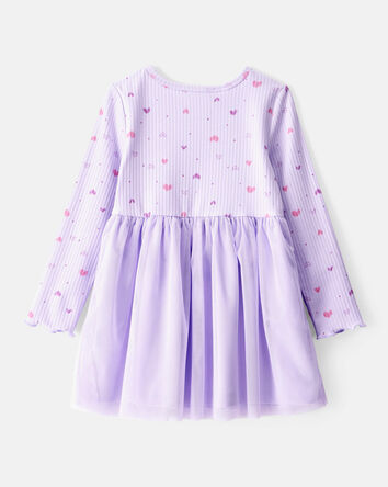 Tout-petit fille - Robe à manches longues à imprimé cœur - Mauve, 