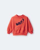 Toddler Why? Graphic Pullover Sweatshirt - Orange, image 2 of 7 slides