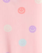 Girls Smiley Face Print DreamPlush Long-Sleeve Snug Fit 2-Piece Pyjamas - Pink, image 2 of 3 slides