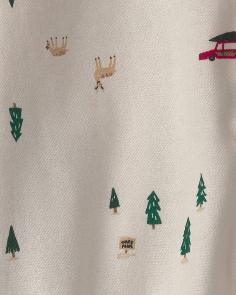 Baby Boy 2-Piece Christmas Twill Long-Sleeve Top & Pant Set - Cream/Green, image 3 of 5 slides