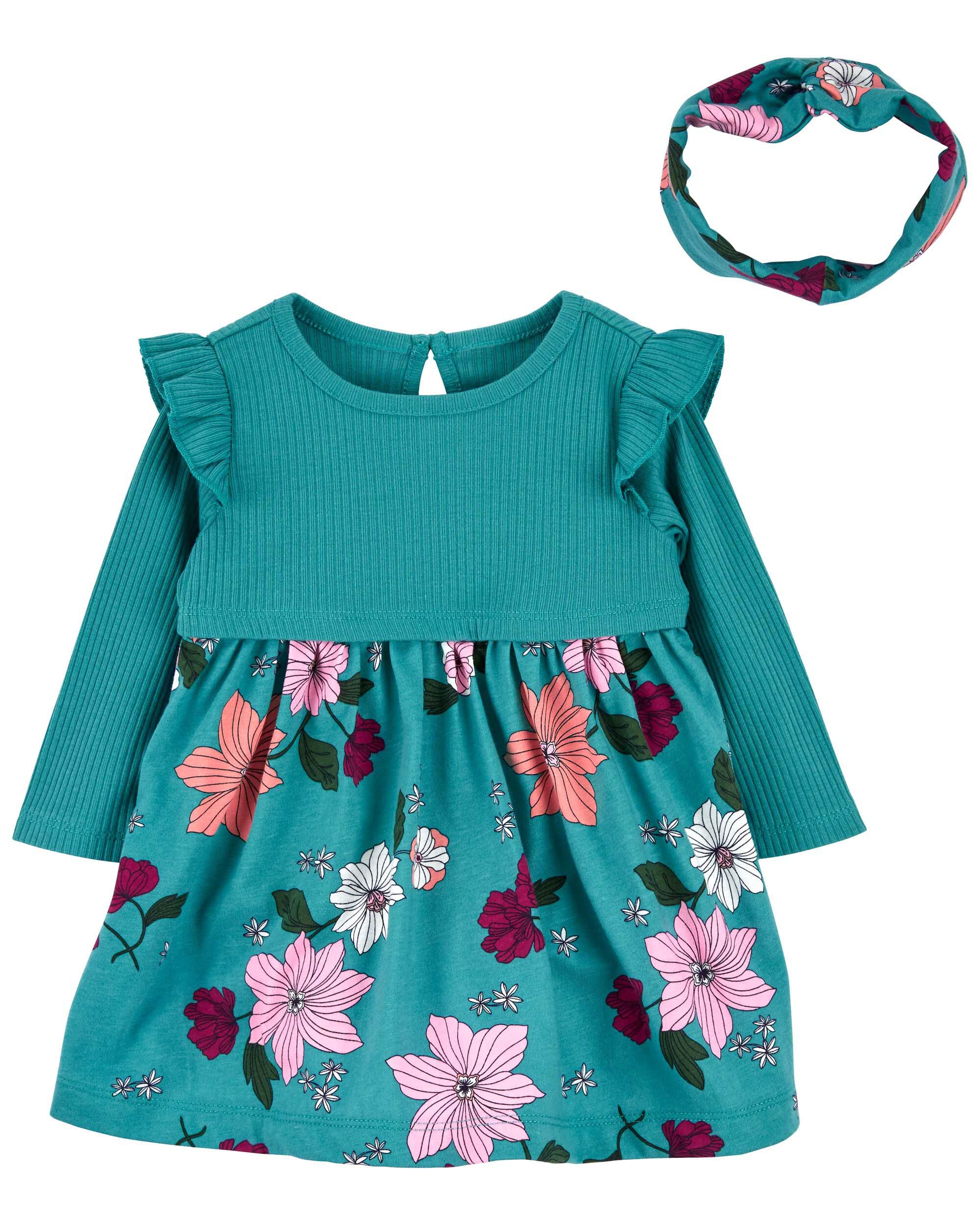 2 Piece Floral Bodysuit Dress Set