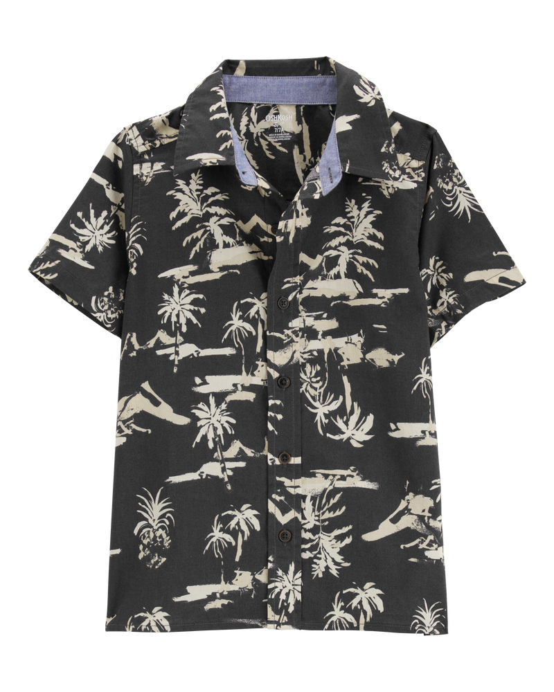 Enfant Chemise boutonnée à manches courtes à motif tropical, image 1 sur 3 diapositives