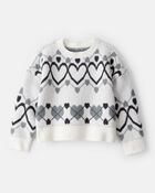 Girls Heart Sweater - White, image 1 of 3 slides
